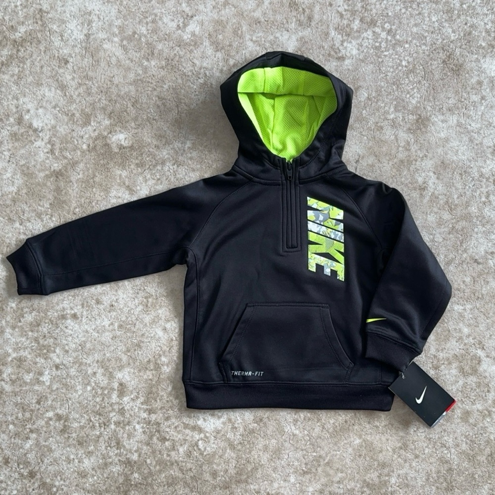 Nike Kids Black and Green Hoodie